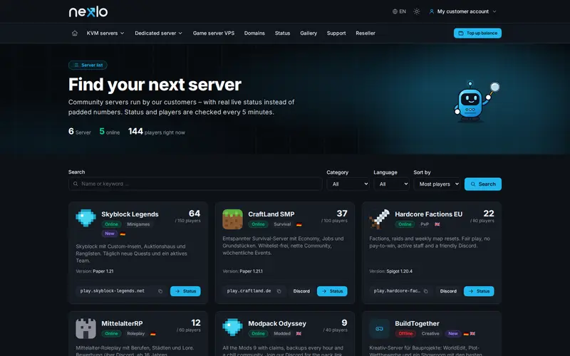 Server list