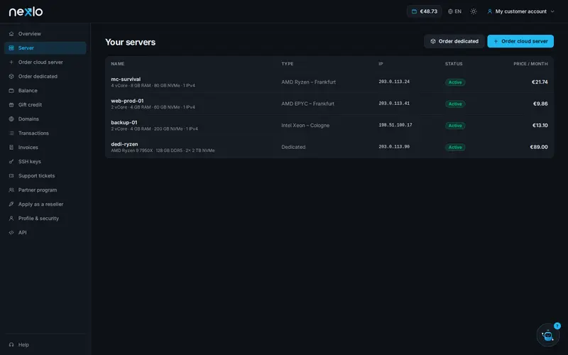 Server list