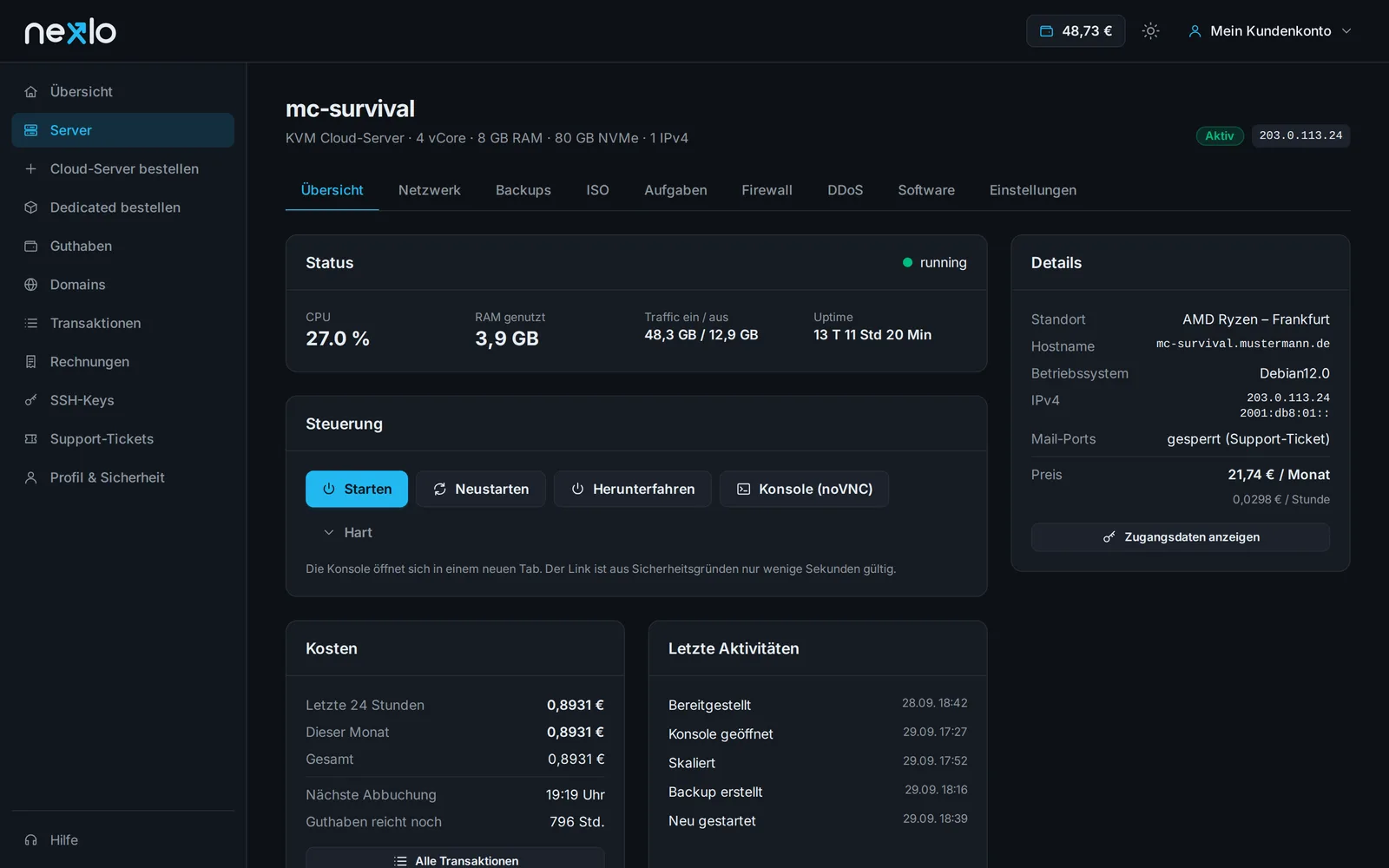 Nexlo panel: Network & traffic